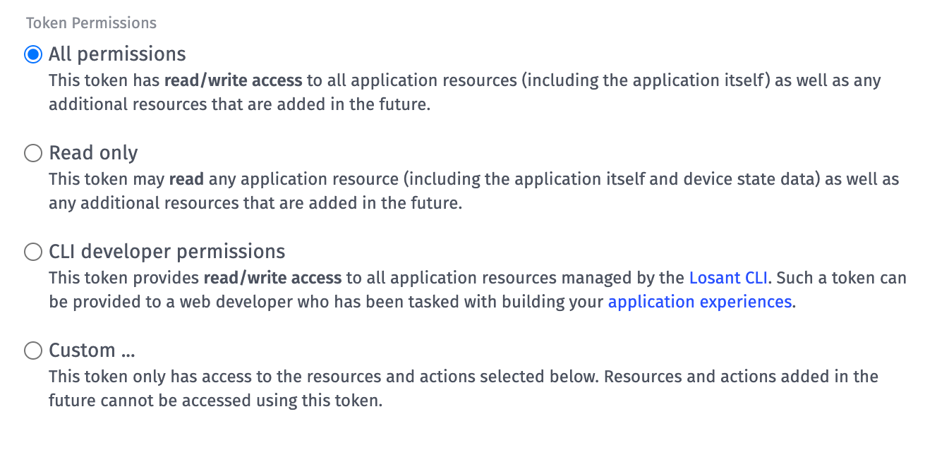 Application Token Permissions