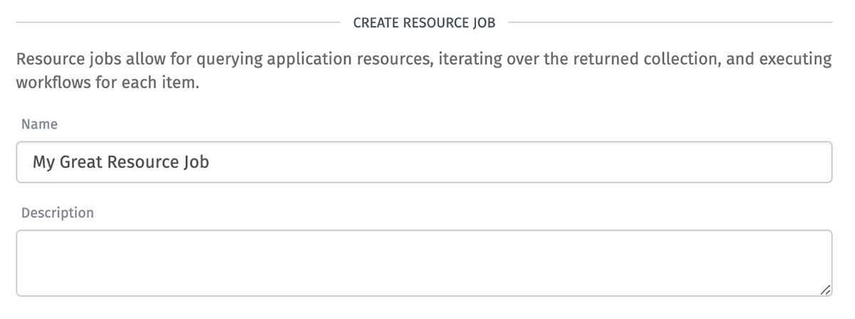 Resource Job Descriptive Properties