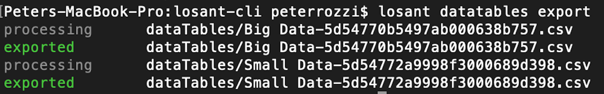 Export Data Tables