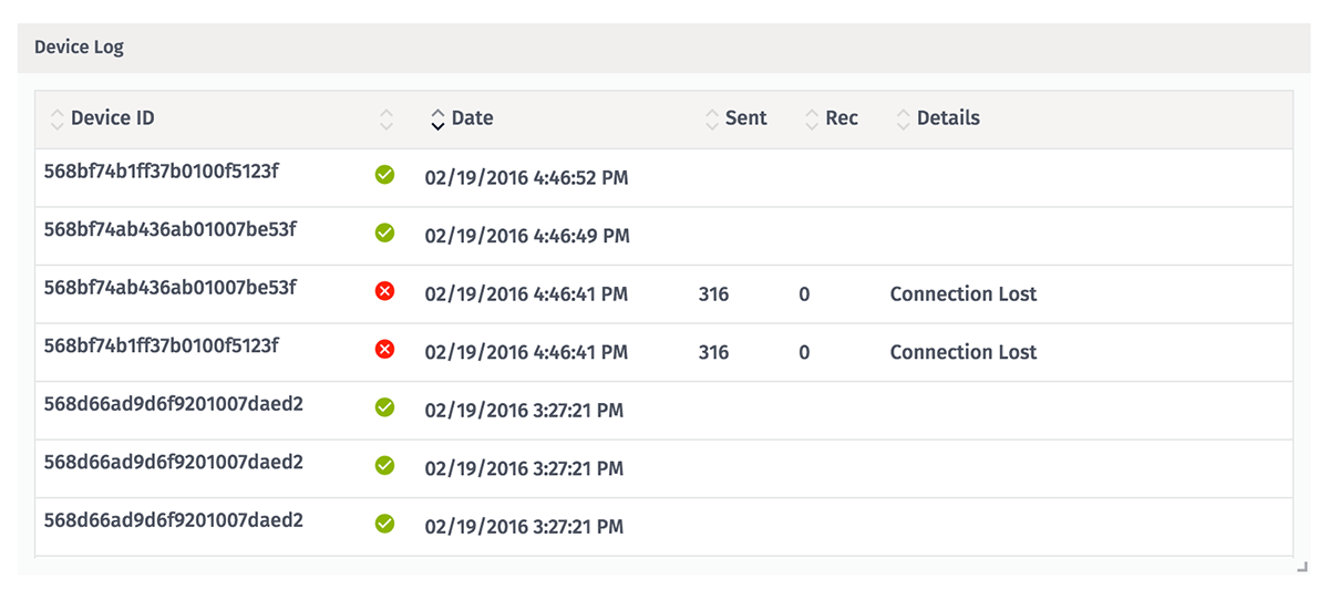 Device Connection Log