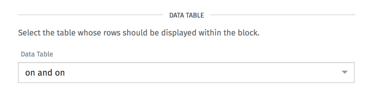 Select Data Table