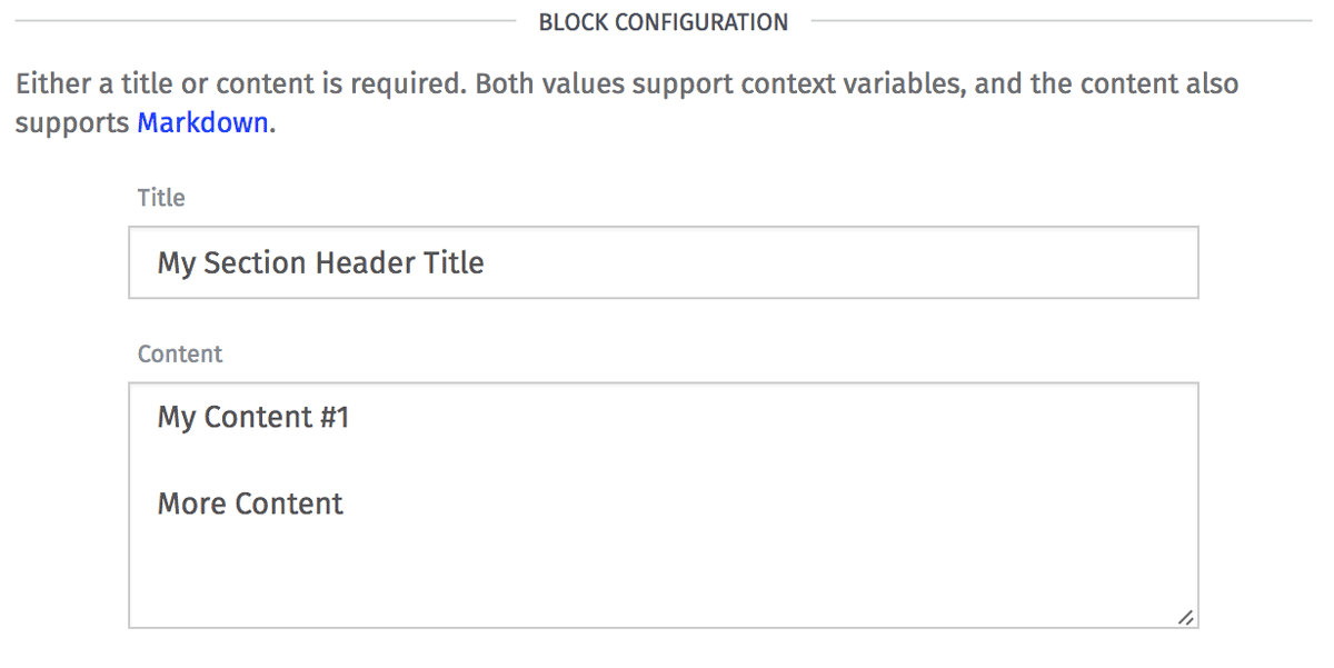 Section Header Config