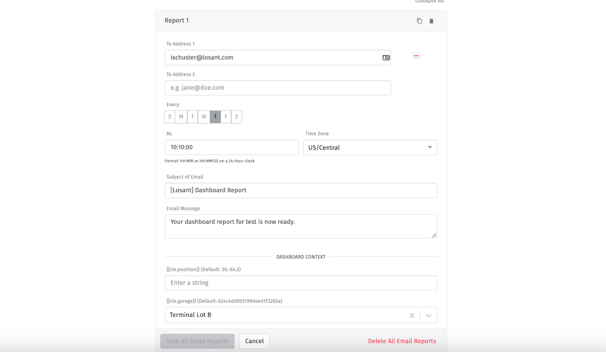 Email Report Settings