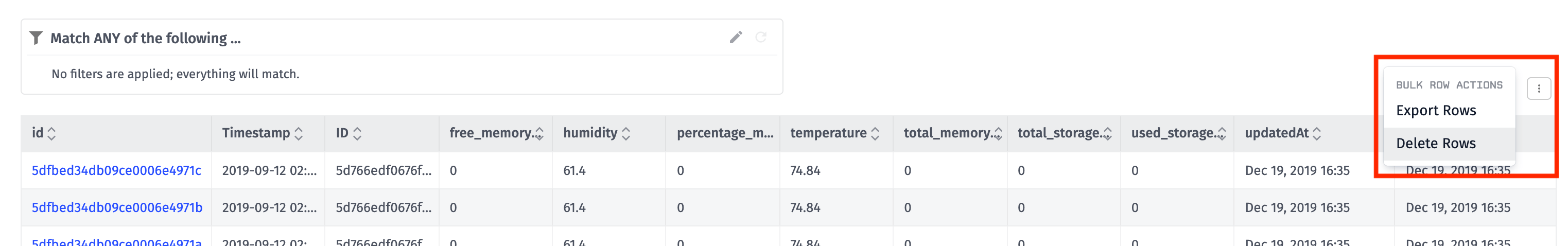 Data Table Export Form