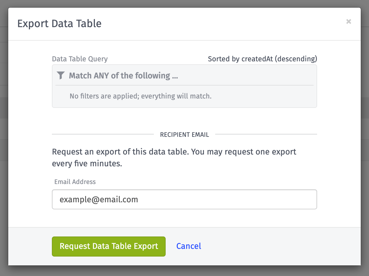Data Table Export Form