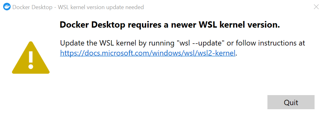 Docker Windows WSL Kernel