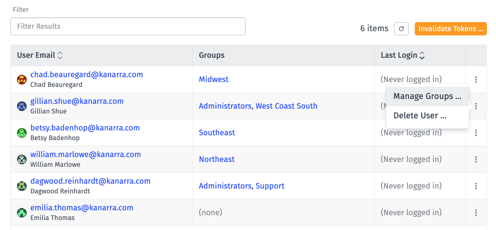 User List Manage Groups