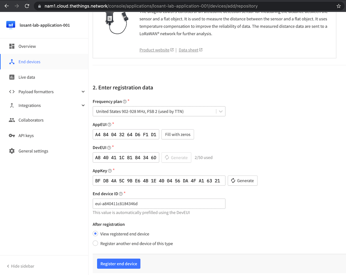 Enter registration data