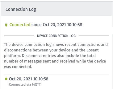 Device connection log with device connected