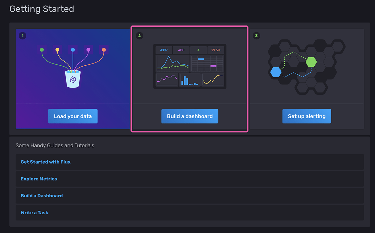 InfluxDB navigation menu with Boards highlighted