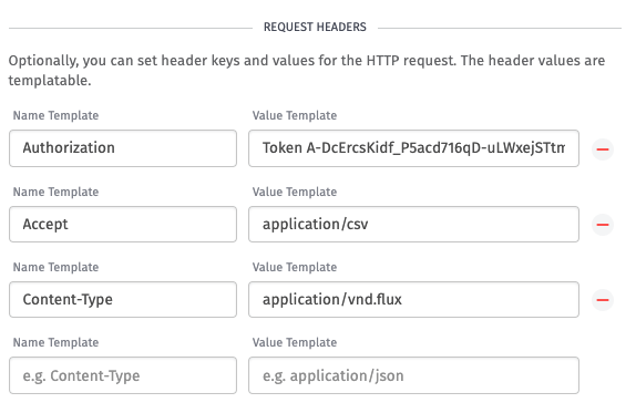 Query InfluxDB HTTP Node Request Headers