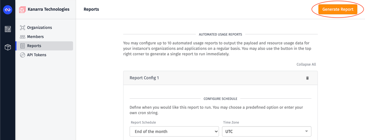 Instance Manager Report Data