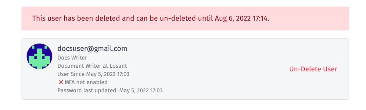 Instance Sandbox User Un-Delete