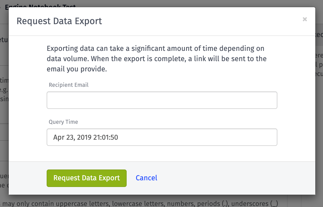 Request Data Exports Modal