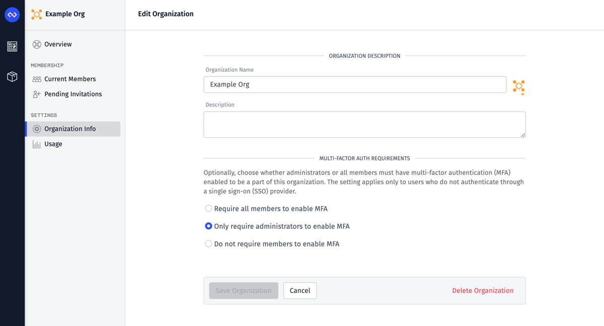 Organization Settings Overview