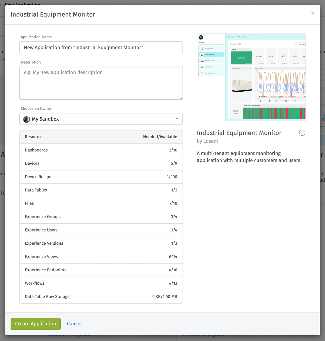 Application Template Modal