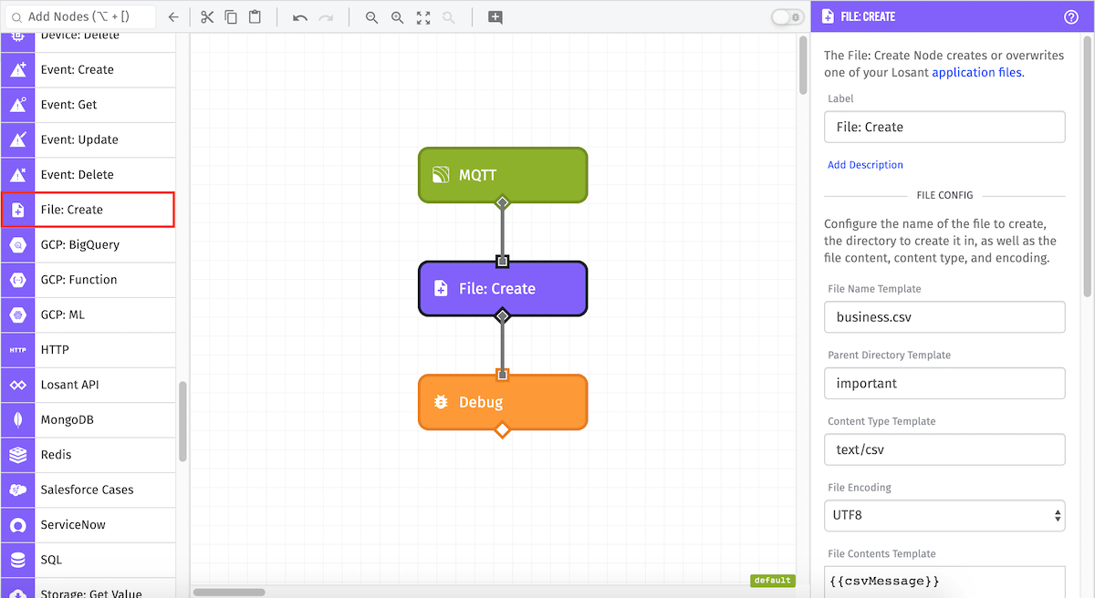 File Create Node Losant Documentation