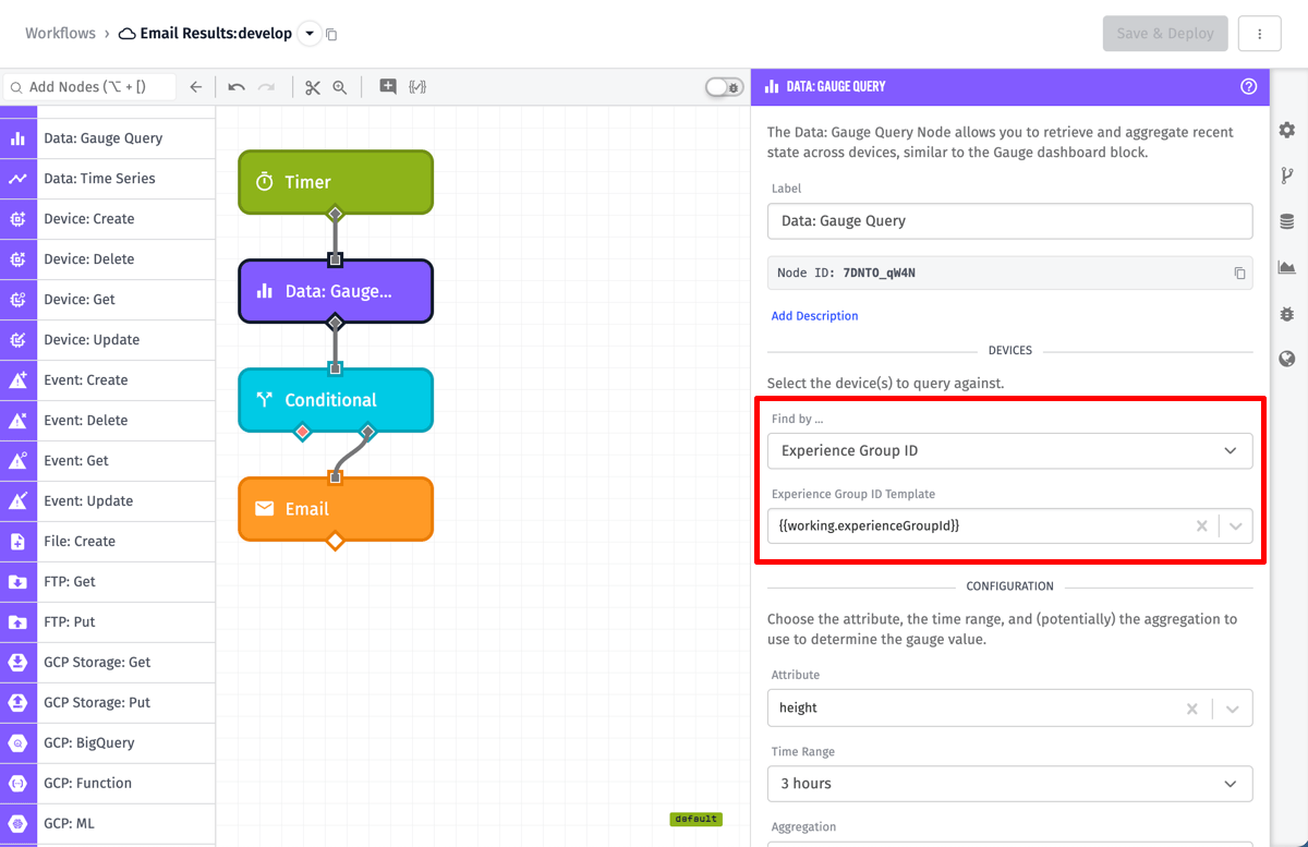 Gauge Query Node Device Selection