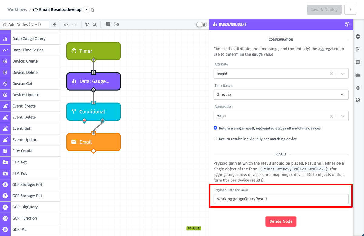 Gauge Query Node Result