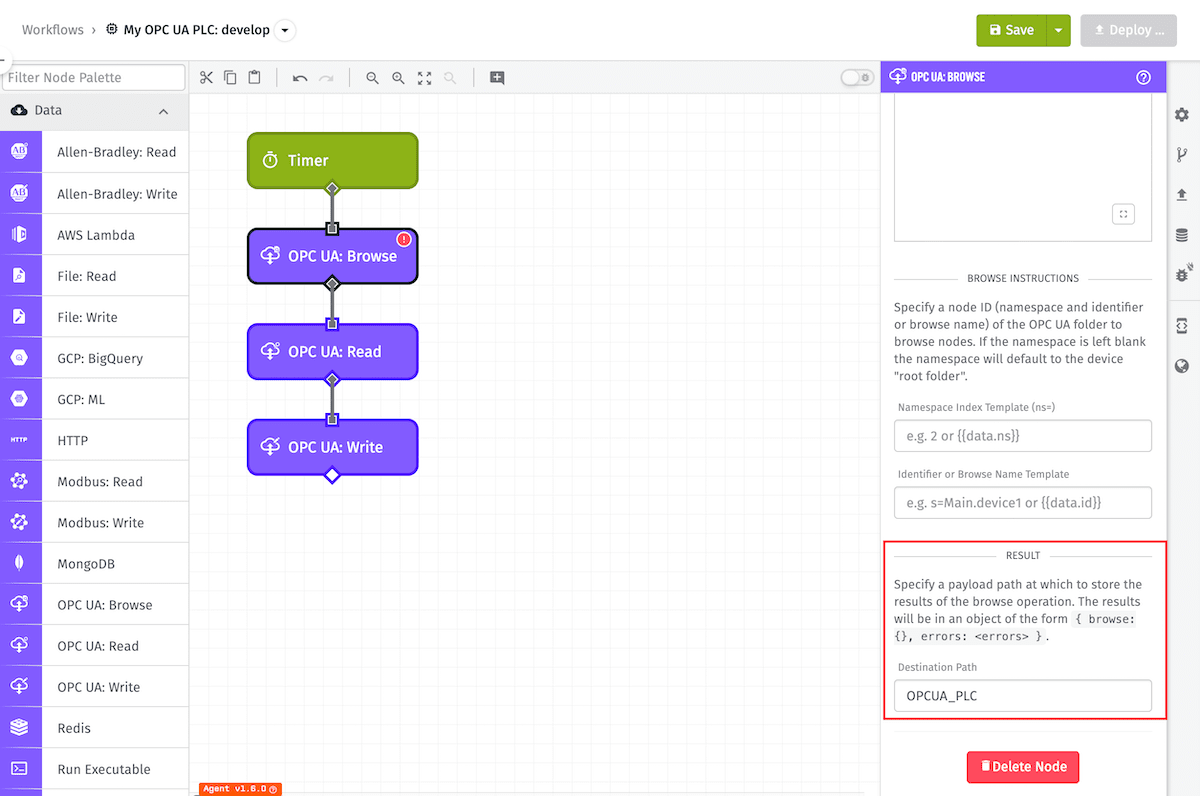 OPC UA Browse Node Result