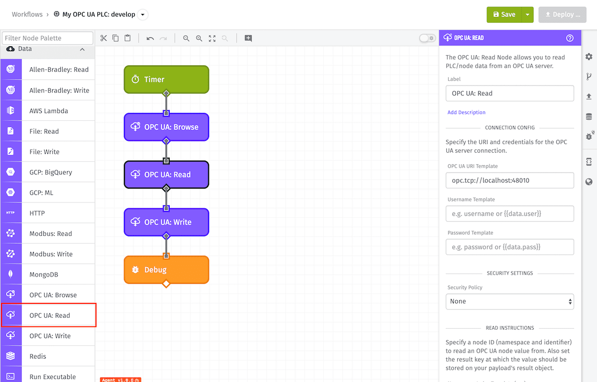 OPC UA Read Node