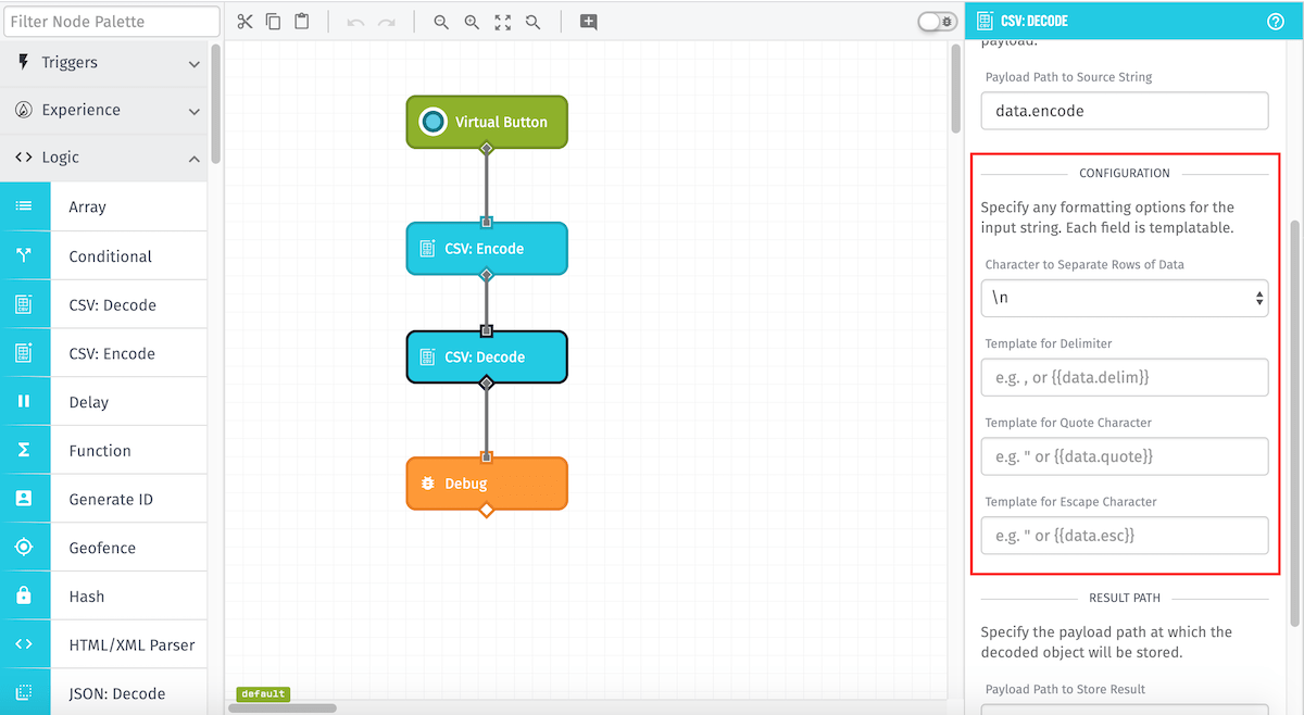 CSV: Decode Node Config