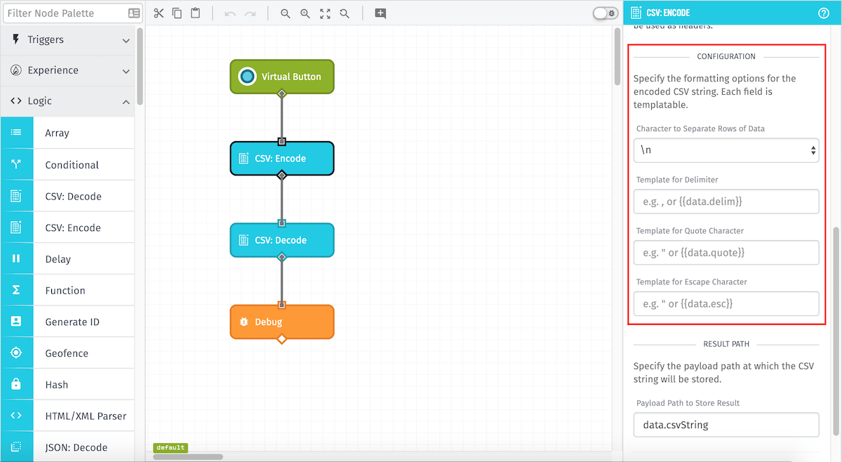 CSV: Encode Node Config