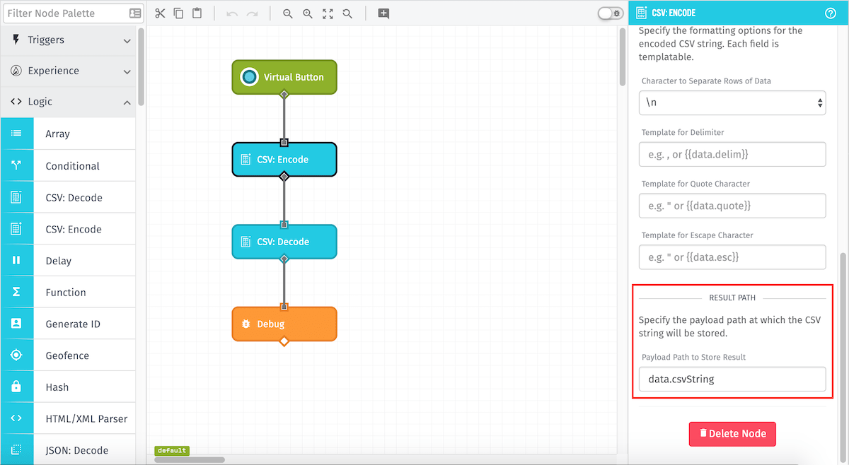 Csv Encode Node Losant Documentation