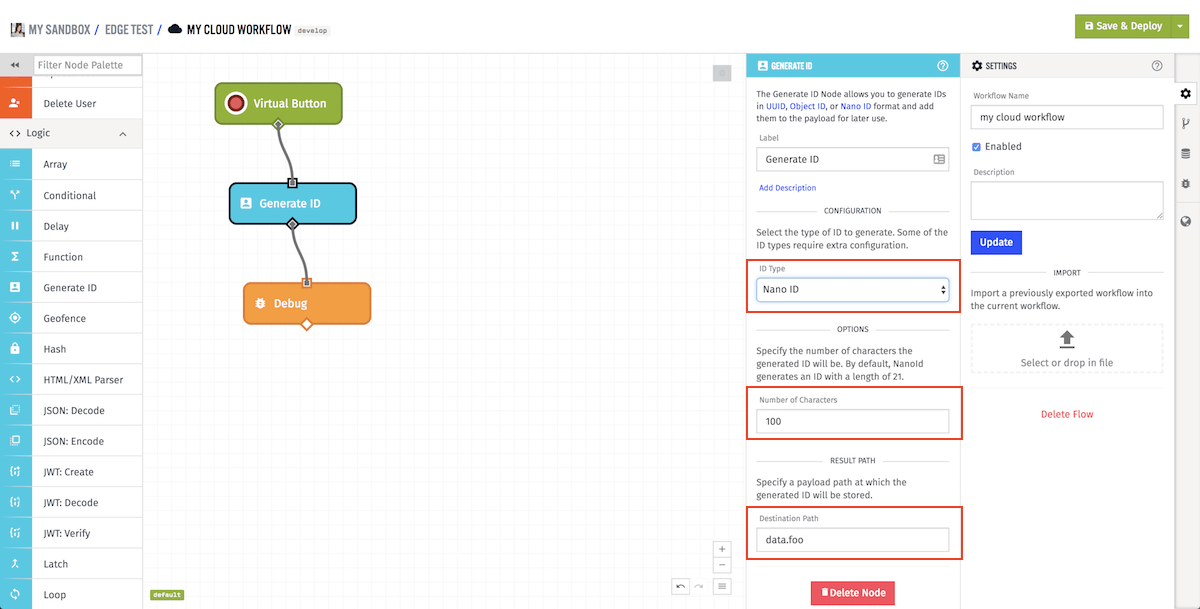 Generate ID Node Configuration