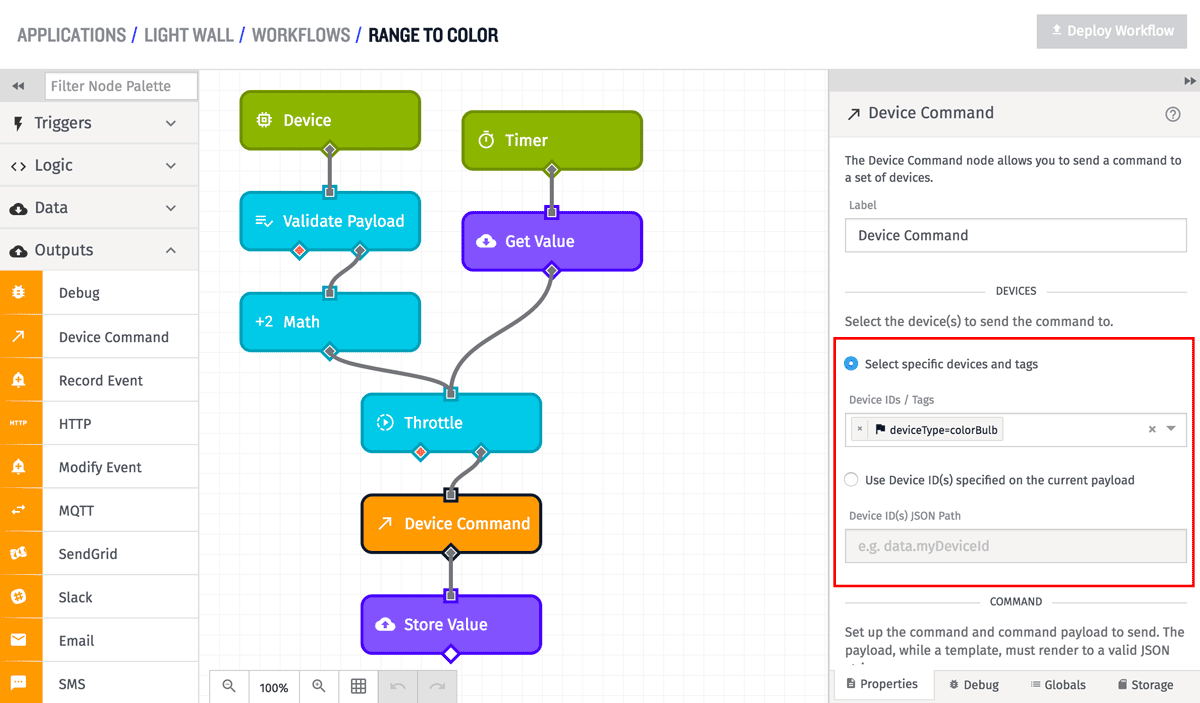 Device Command Node Selection