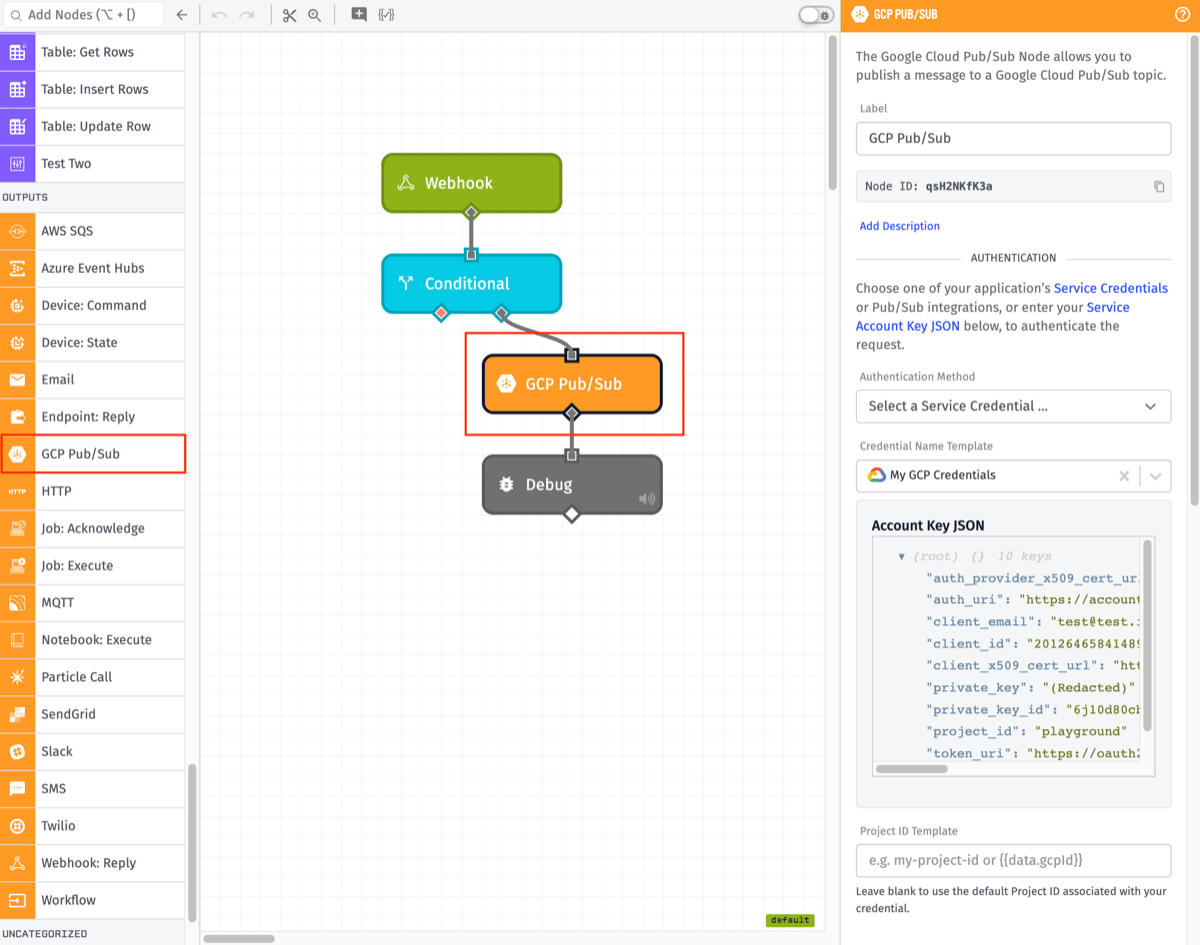 GCP Pub/Sub Node