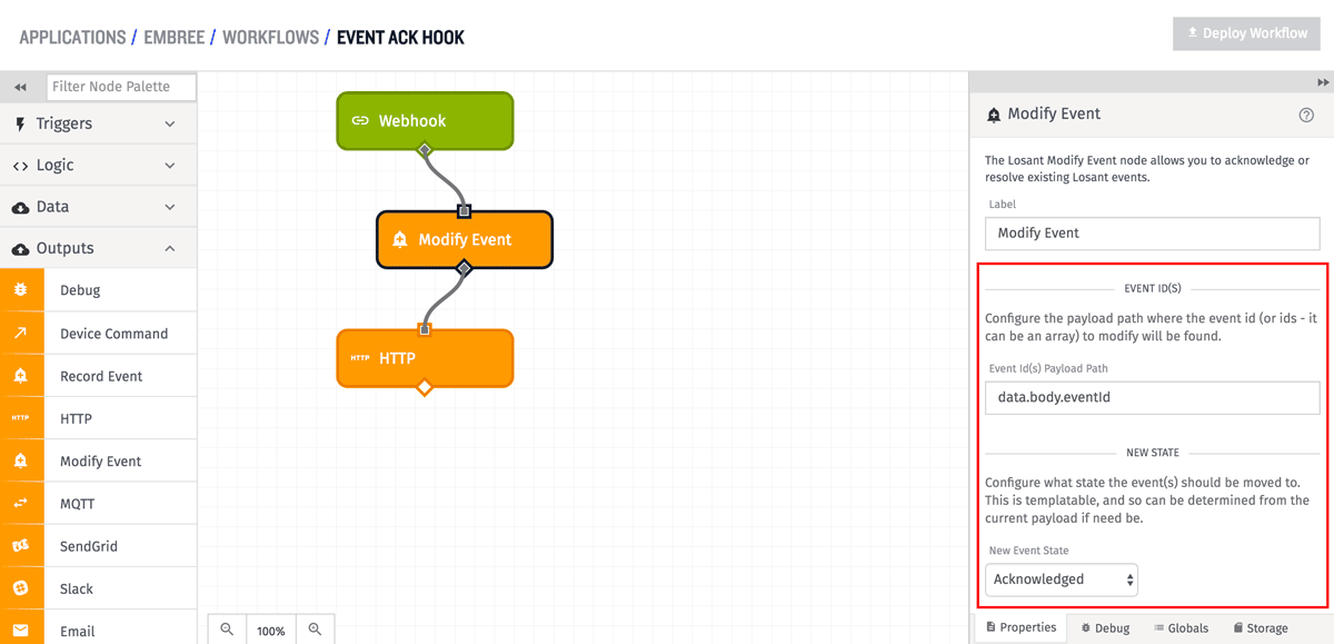 Modify Event Node Configuration